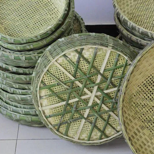 竹编簸箕背面加撑手工竹编竹匾