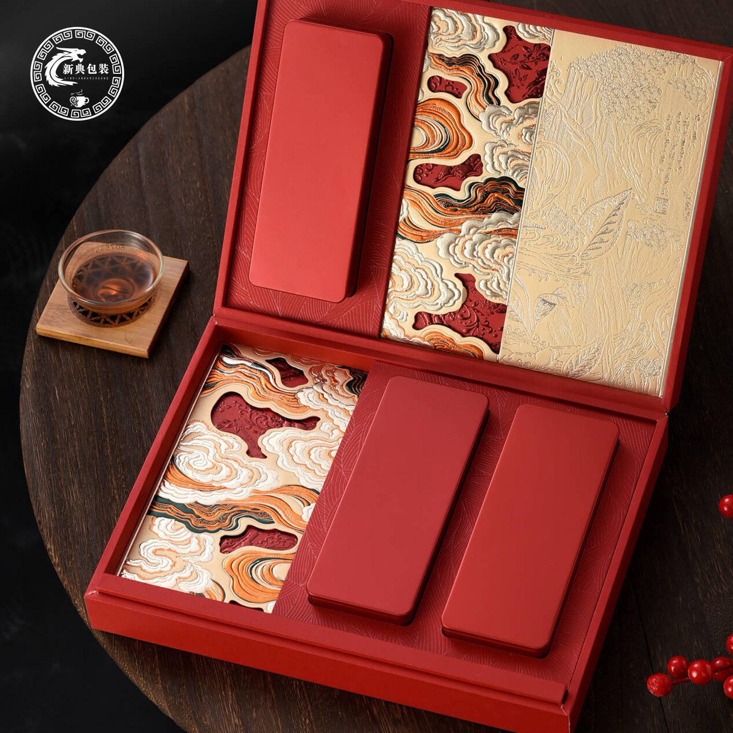 春节高档3小盒6长泡袋茶叶包装空礼盒红茶岩茶白茶普洱通用礼盒装