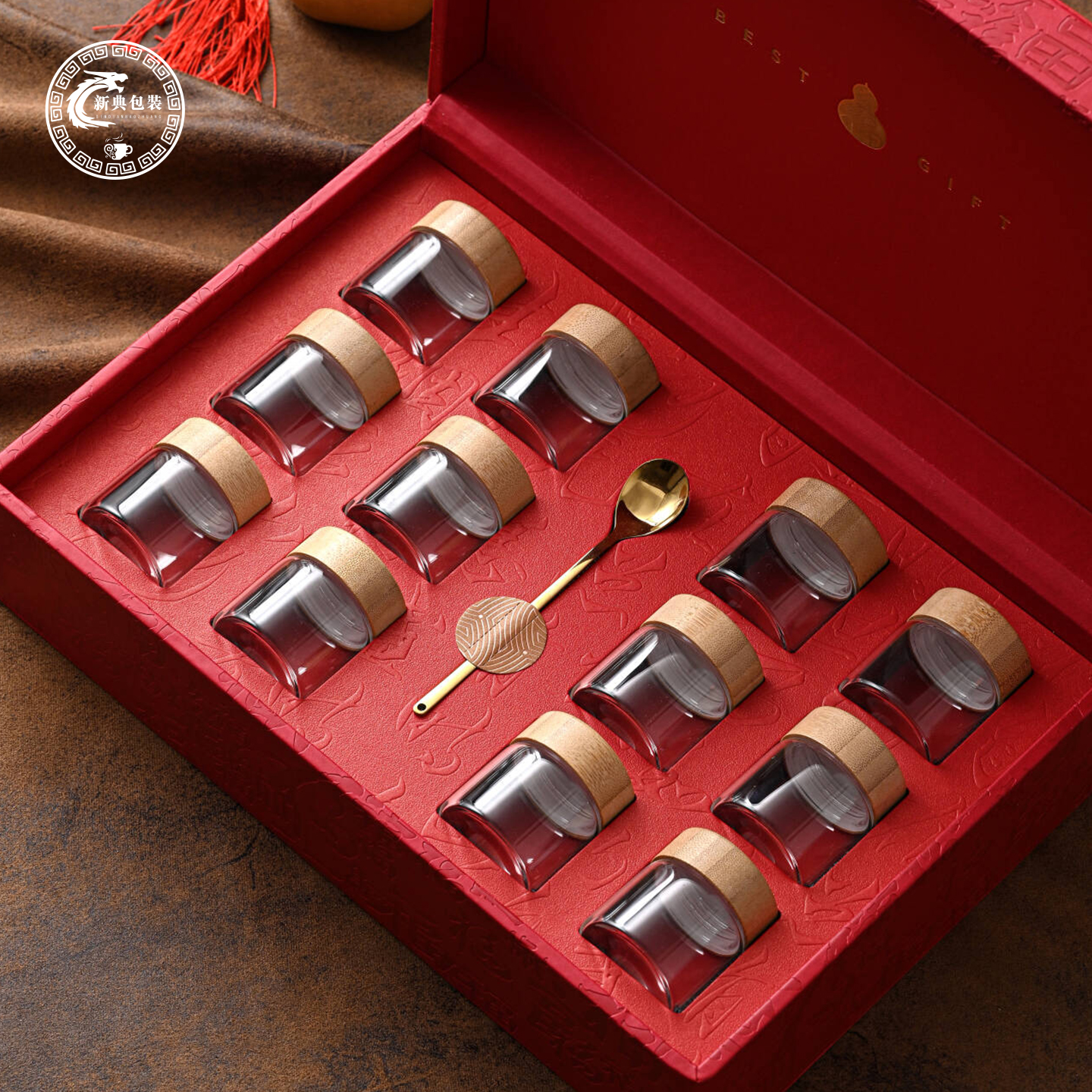 新款玻璃瓶皮盒保健品包装空礼盒