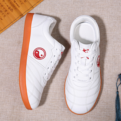 太极鞋真皮牛筋底男女晨练鞋武术