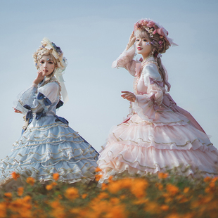 【漂浮羽毛】【夜曲lolita】华丽lo裙茶会款洛丽塔花嫁Lolita cla