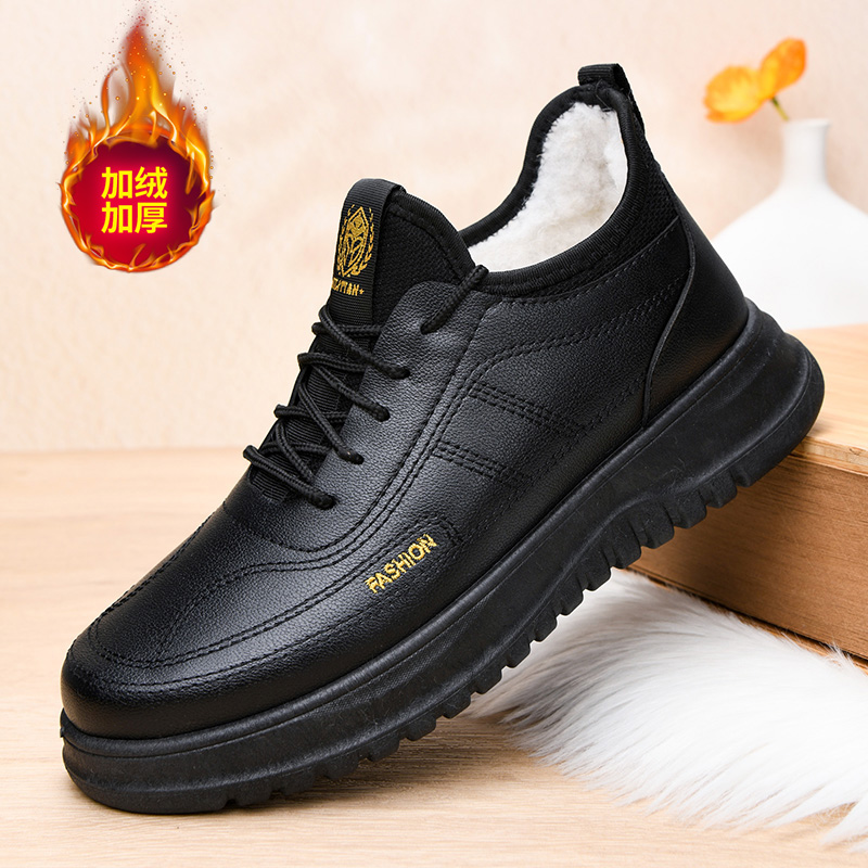 2025冬季新款加绒防水男士棉鞋老北京布鞋中老年爸爸鞋一脚蹬棉靴
