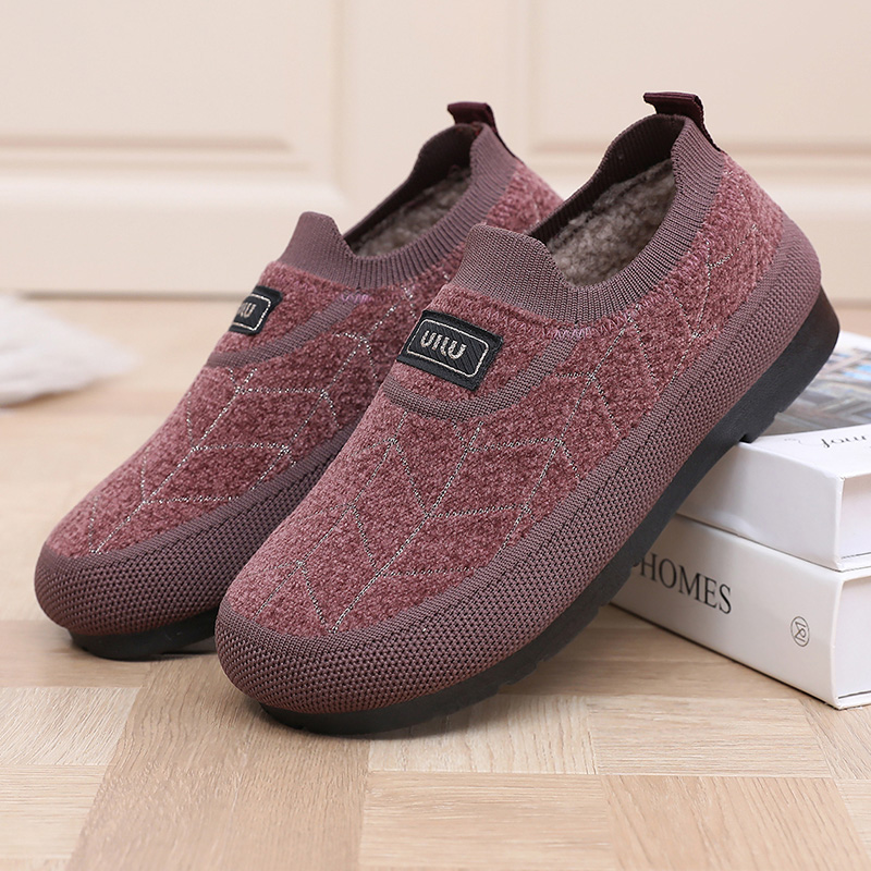 2025冬季新款老北京棉鞋女加绒加厚一脚蹬防滑保暖鞋中老年妈妈鞋