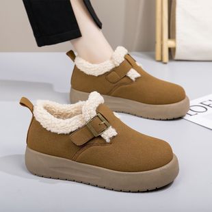 厚底勃肯鞋女款2025新款秋冬季增高加绒雪地靴一脚蹬保暖毛绒棉鞋