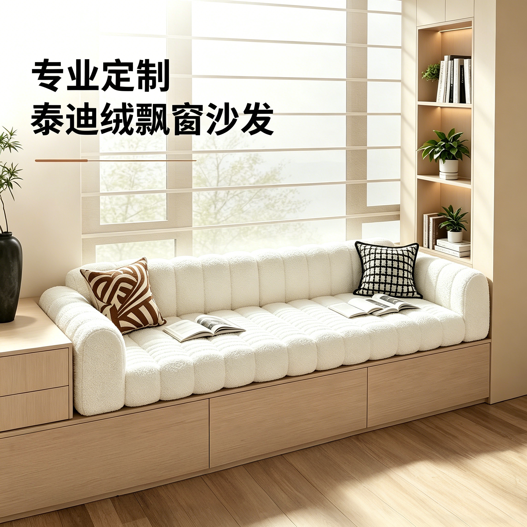 飘窗沙发定制坐靠一体垫2025新款飘窗垫子轻奢高级感窗台专用垫子