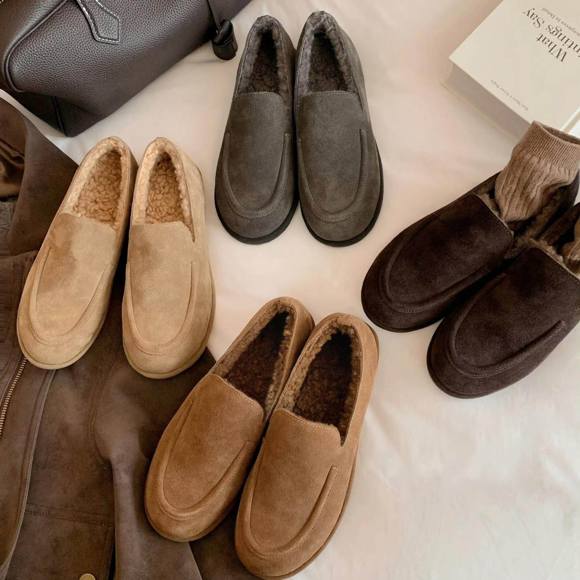 版~复古软糯乐福鞋女2025秋冬新款圆头一脚蹬加绒毛毛豆豆鞋,户外/登山/野营/旅行用品,其他户外鞋,淘宝优惠券,粉丝福利购,淘宝优惠卷