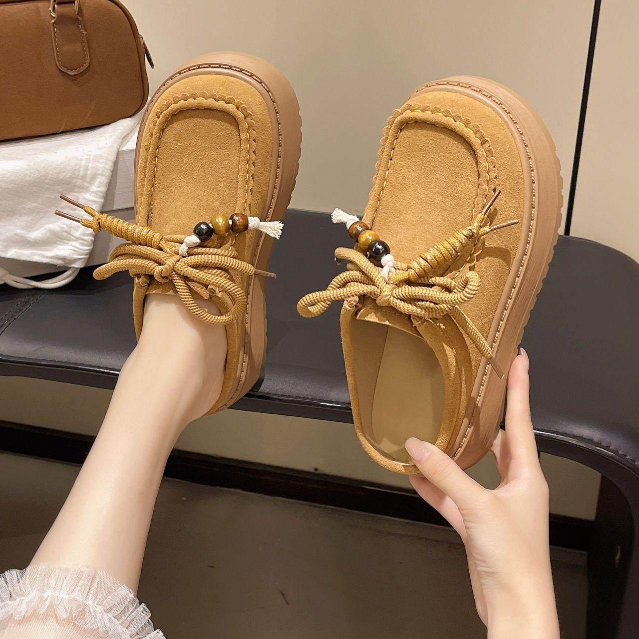时尚厚底增高包头半拖鞋女2025年春夏季新款复古包头串珠系带鞋女,户外/登山/野营/旅行用品,其他户外鞋,淘宝优惠券,粉丝福利购,淘宝优惠卷