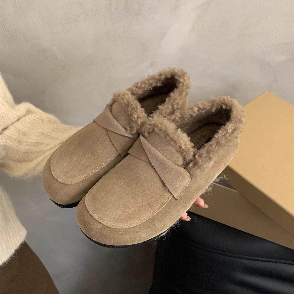 2025年新款复古勃肯鞋女外穿加绒豆豆鞋秋冬软底一脚蹬毛毛棉鞋女,户外/登山/野营/旅行用品,其他户外鞋,淘宝优惠券,粉丝福利购,淘宝优惠卷