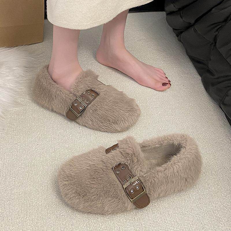 毛毛鞋女鞋外穿2025年新款秋冬季一脚蹬豆豆鞋女平底加绒保暖棉鞋,户外/登山/野营/旅行用品,其他户外鞋,淘宝优惠券,粉丝福利购,淘宝优惠卷