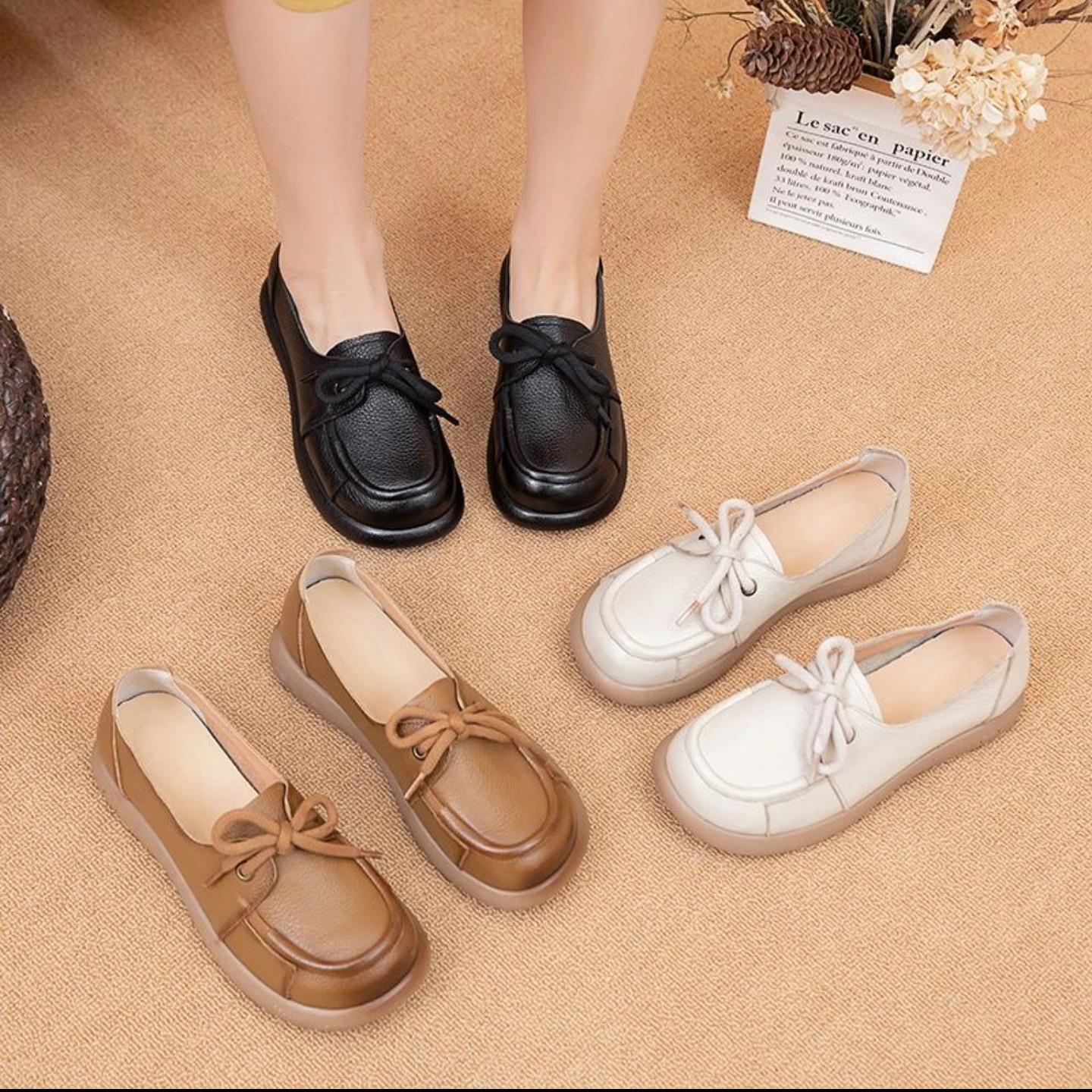 文艺风系带小皮鞋女小众个性设计感圆头单鞋春秋新款平底鞋