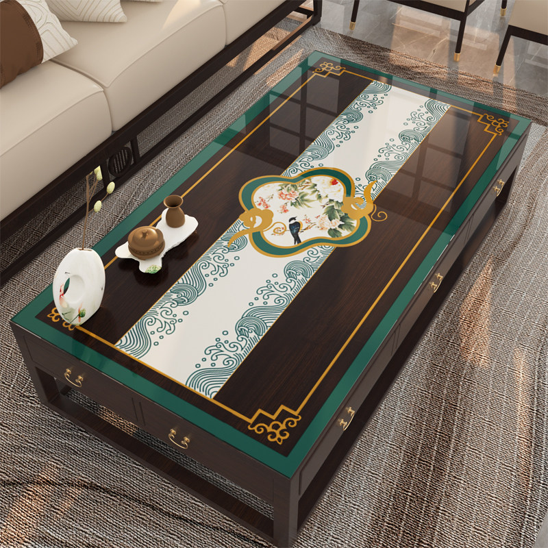 新中式茶几垫防水防油免洗防烫软玻璃餐桌垫透明pvc高级感餐桌布,居家布艺,桌布,淘宝优惠券,粉丝福利购,淘宝优惠卷