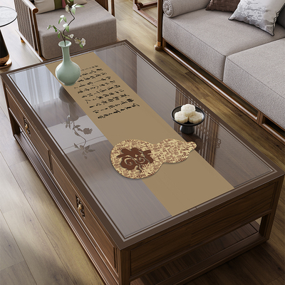 新中式软玻璃茶几垫PVC桌布防水防油免洗透明实木餐桌桌垫保护垫