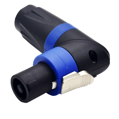 SOYIRI甬圣 铜针四芯弯型90°音响音箱喇叭线功放专业欧姆免焊接插头 航空NL4FC环形卡农连接音频插头