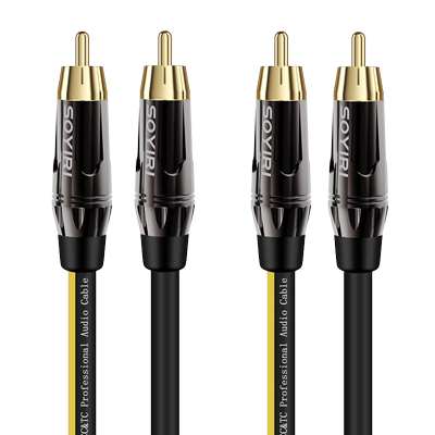 SOYIRI 单晶铜镀银双莲花RCA插头音频线二对二四头rca红白梅花车载车用音响音箱低音炮功放调音台专用连接线