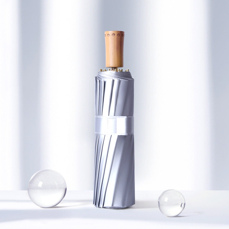 16骨钛银胶遮阳伞超强防晒防紫外线晴雨两用女折叠纯色太阳伞防风