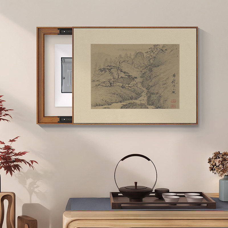 新中式电表箱装饰画免打孔电闸盒遮挡宋代美学山水配电箱古风挂画
