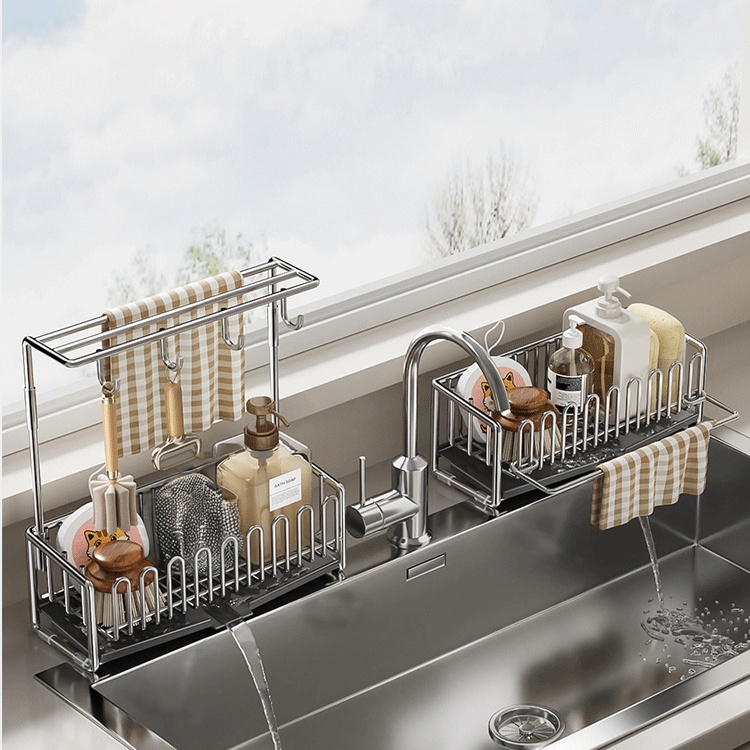 厨房置物架水槽沥水抹布架