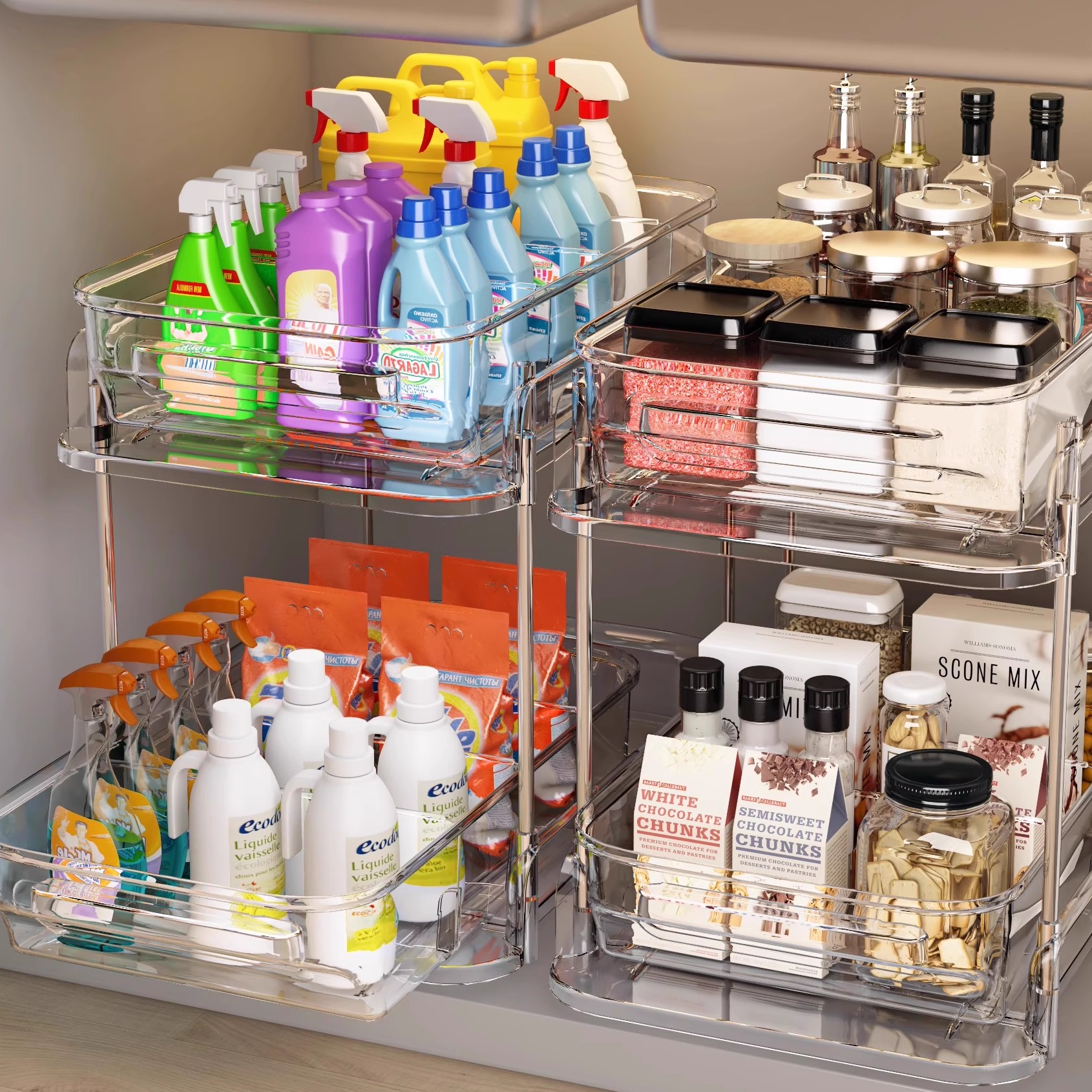 下水槽置物架抽拉式拉篮