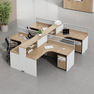 职员桌办公室员工办公桌十字型双4人6人工位卡座财务屏风桌椅卡座