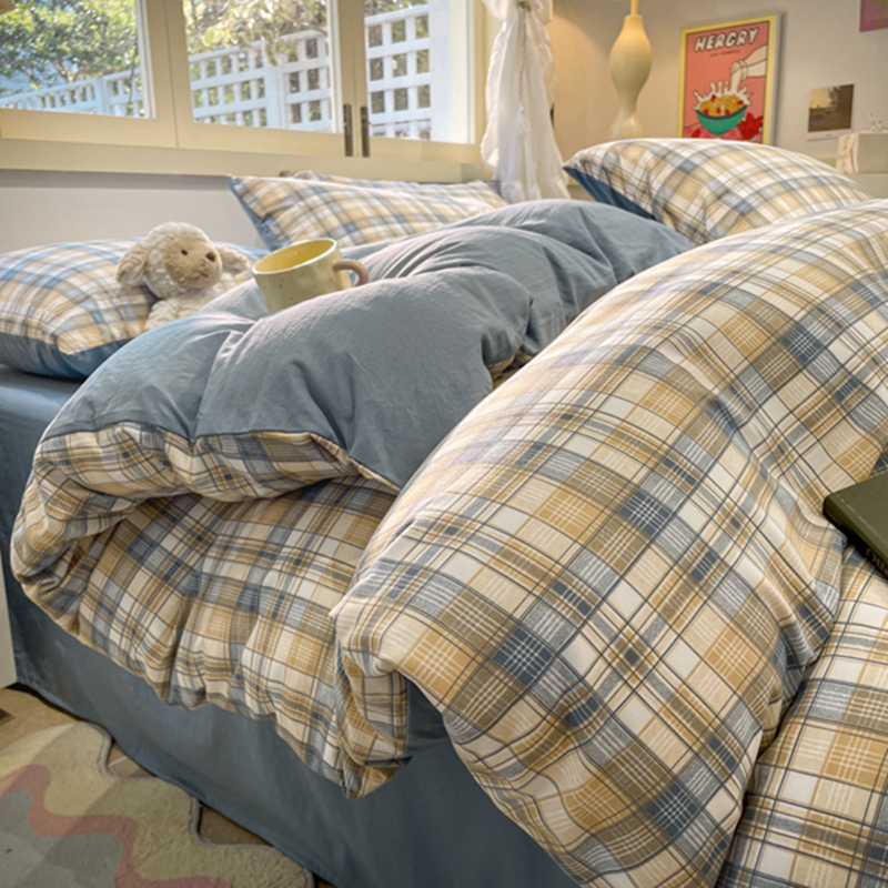 全棉透气被套单件被罩学生宿舍水洗棉150x200x230被单床单三件套