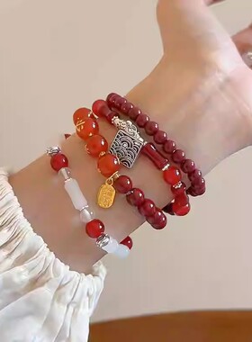 国潮新中式逢考必过莲花手链中国风个性百无禁忌手串爆款百搭手环