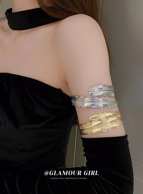 跨境树叶开口臂环手镯欧美夸张时尚设计感手环复古气质高级感手饰