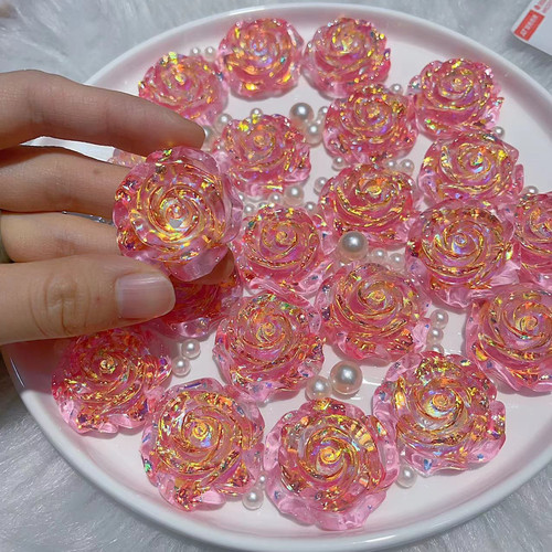 天目水晶高定马贝树脂花（3.7CM）DIY饰品手机壳花术发夹头绳滴胶