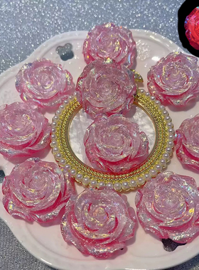 极光猫眼大玫瑰【卡4.4CM】手工DIY饰品-萤火虫夜光树脂花