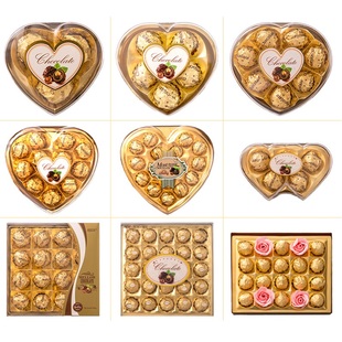 伊诺滋 金沙球夹心巧克力 爱心方形520情人节春节婚庆表白伴手礼