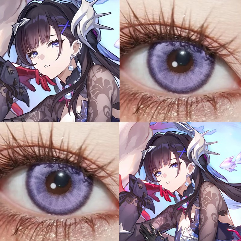 海瑟音cos美瞳日抛紫色崩坏星穹铁道幽灵紫九重景水水紫晶显色cn