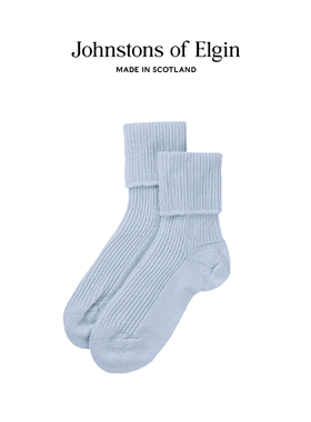 Johnstons of Elgin秋冬女士羊绒袜长筒居家针织袜 礼物 温暖舒适