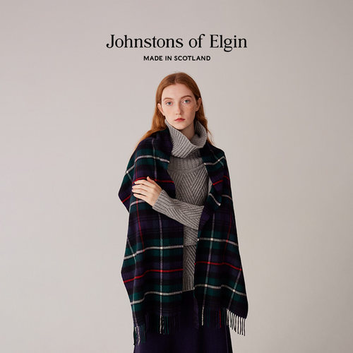JohnstonsofElgin格纹羊绒披肩