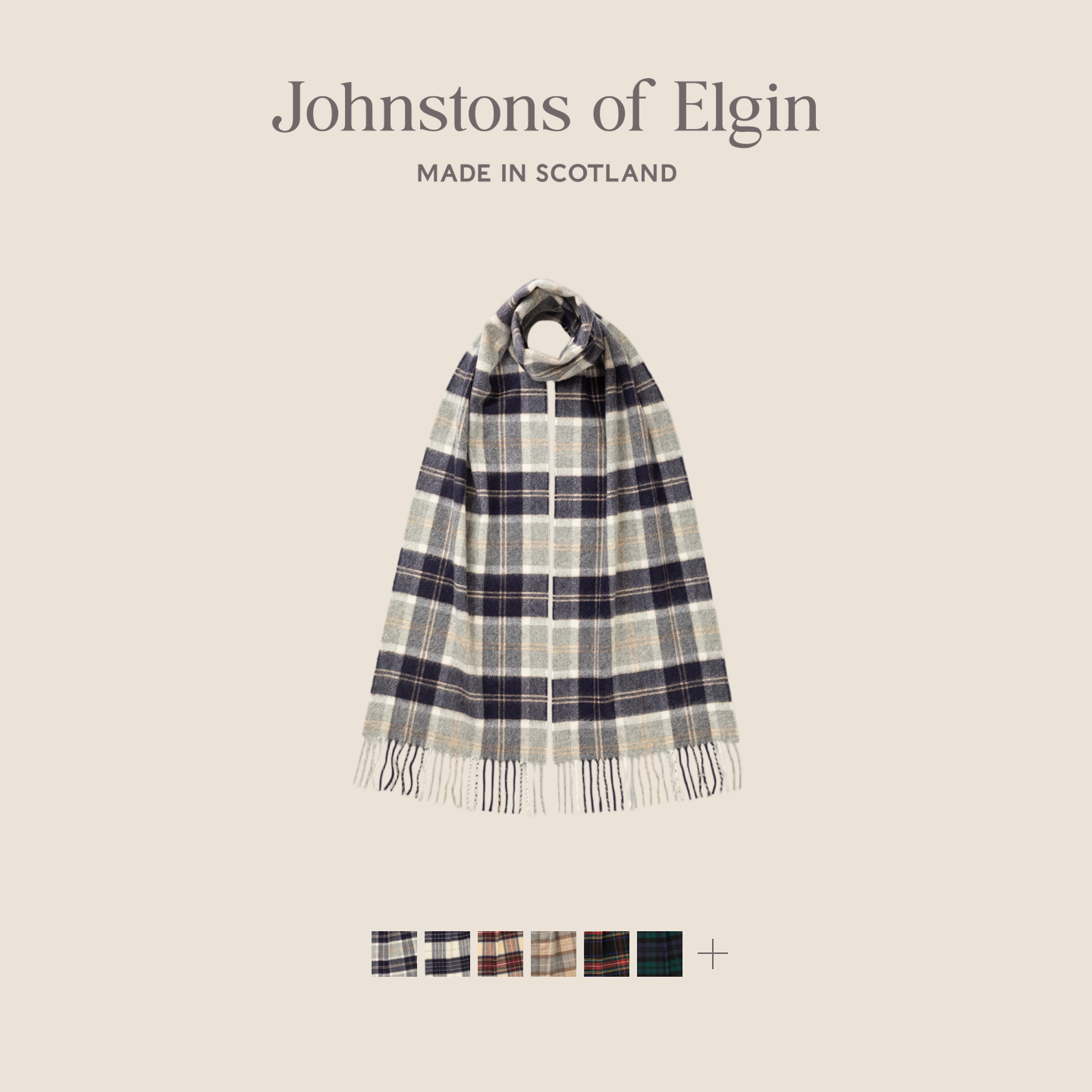 【3期免息】Johnstons of Elgin 英伦格纹纯羊绒围巾男女礼盒定制