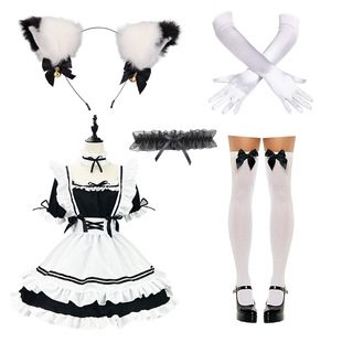 万圣节猫公主女郎cos猫耳朵发箍黑色蕾丝眼罩面具面罩造型化妆幻