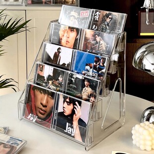 CD碟片子亚克力阶梯黑胶唱片纳盒光盘光碟磁带展示轻奢风收纳盒