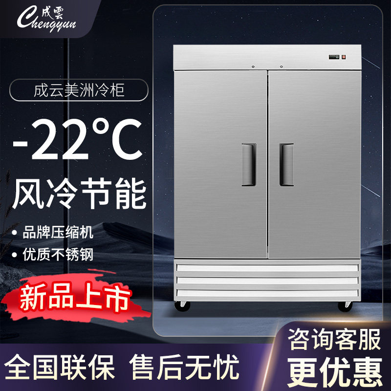 成云冰箱商用冷冻两门风冷冷冻冰箱无霜海鲜水饺速冻冷柜