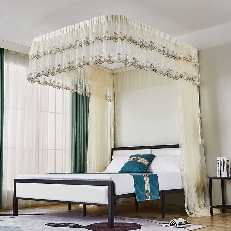 升降u型1.5m1.8米导轨蚊帐家用加密加厚婚房轨道支架宫廷公主新款