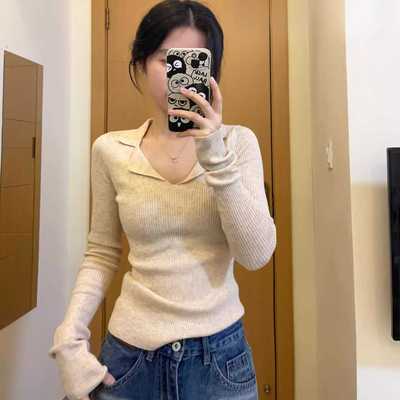 纯欲风辣妹POLO针织衫女