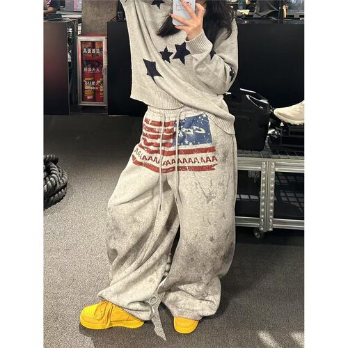 美式复古字母印花休闲卫