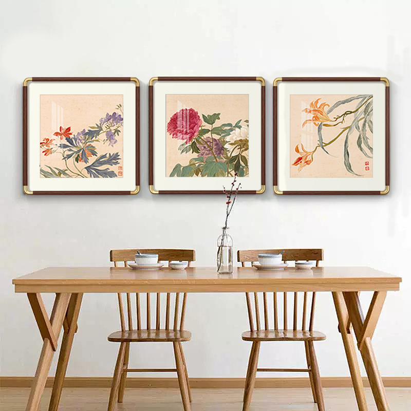 牡丹花装饰画客厅新中式水墨画餐厅墙面装饰国画客厅玄关走廊挂画图片