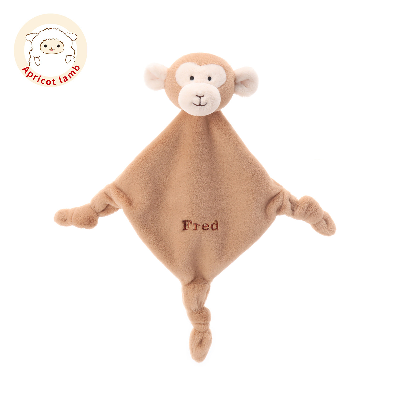 Apricot Lamb瑞可羊猴子方形安抚巾毛绒玩具安抚玩偶公仔英文定制
