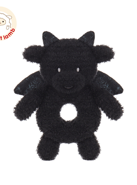 Apricot Lamb黑色小龙摇铃新生婴儿训练安抚毛绒公仔宝宝手抓玩具