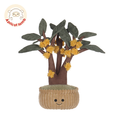 瑞可羊桂花盆栽趣味玩偶植物摆件