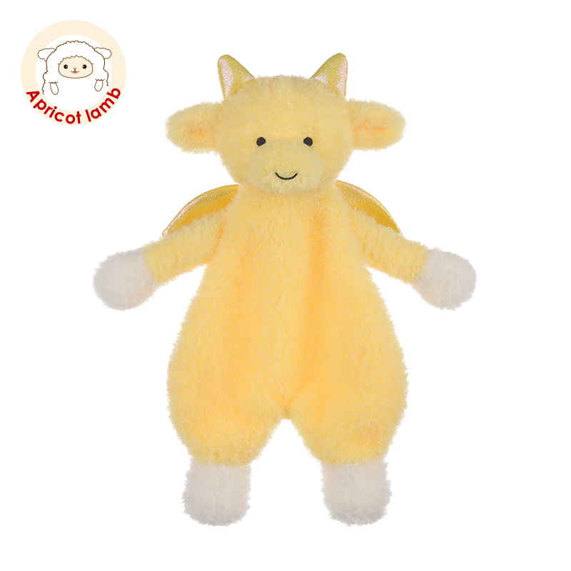 Apricot Lamb黄色人形小龙安抚巾婴儿可入口宝宝睡眠安抚毛绒玩具