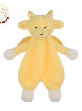 Apricot Lamb黄色人形小龙安抚巾婴儿可入口宝宝睡眠安抚毛绒玩具