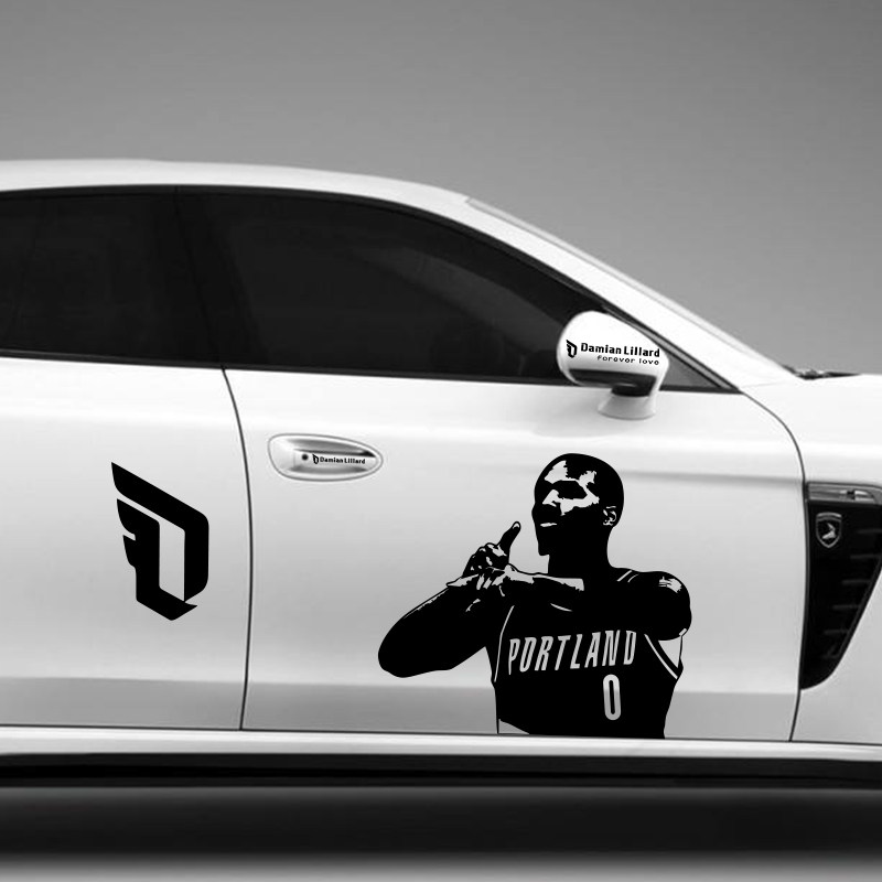 nba开拓者利拉德车贴大号车身拉花两侧后窗人物logo网红反光贴纸