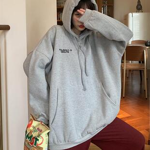 20253217#加绒连帽卫衣女学生宽松外套韩版超火cec帽衫上衣2025