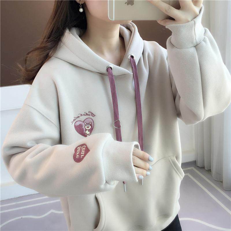 春秋超火加厚加绒女士连帽卫衣女款2025新款爆款小个子秋冬季上衣