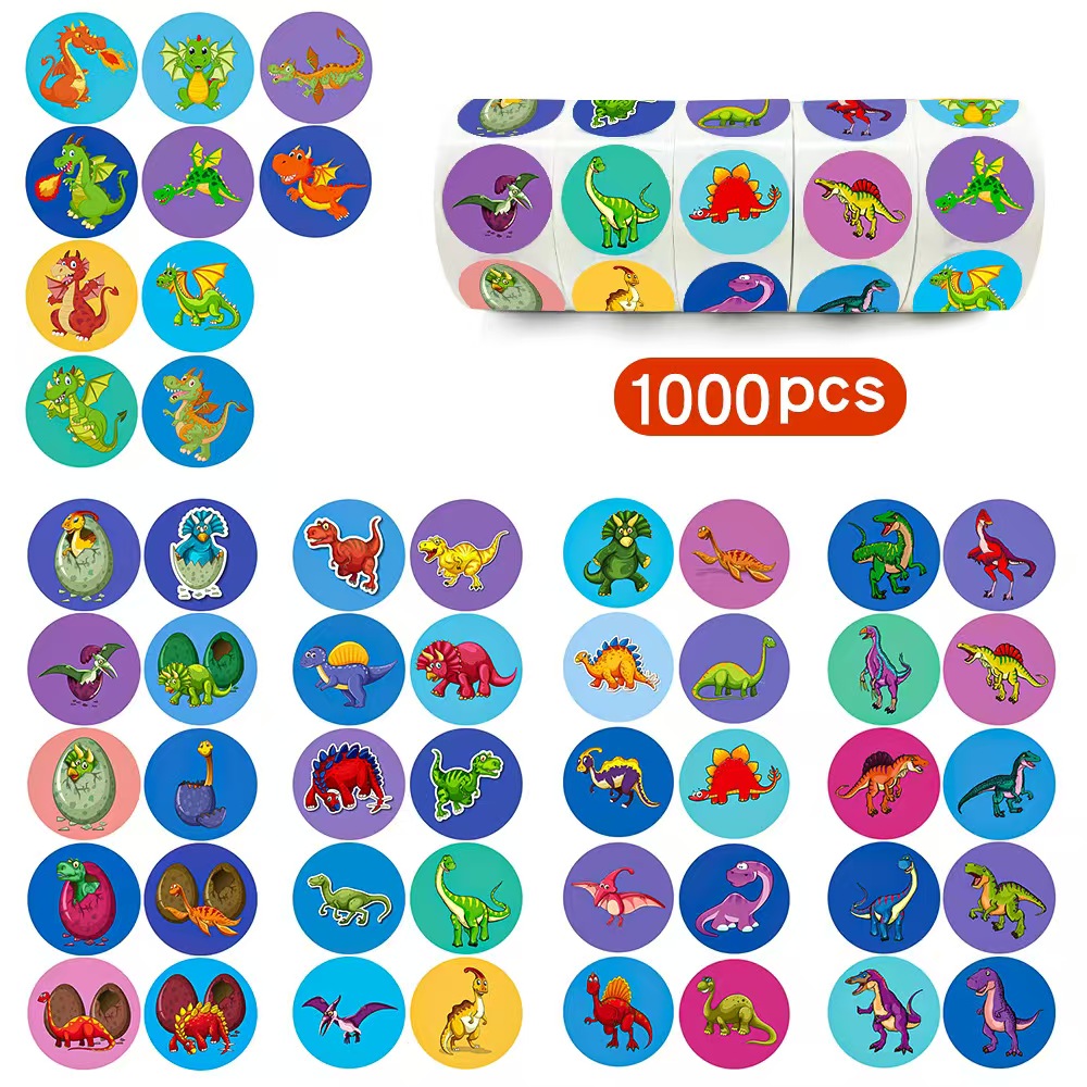 1000PCS幼儿版恐龙小动物贴纸