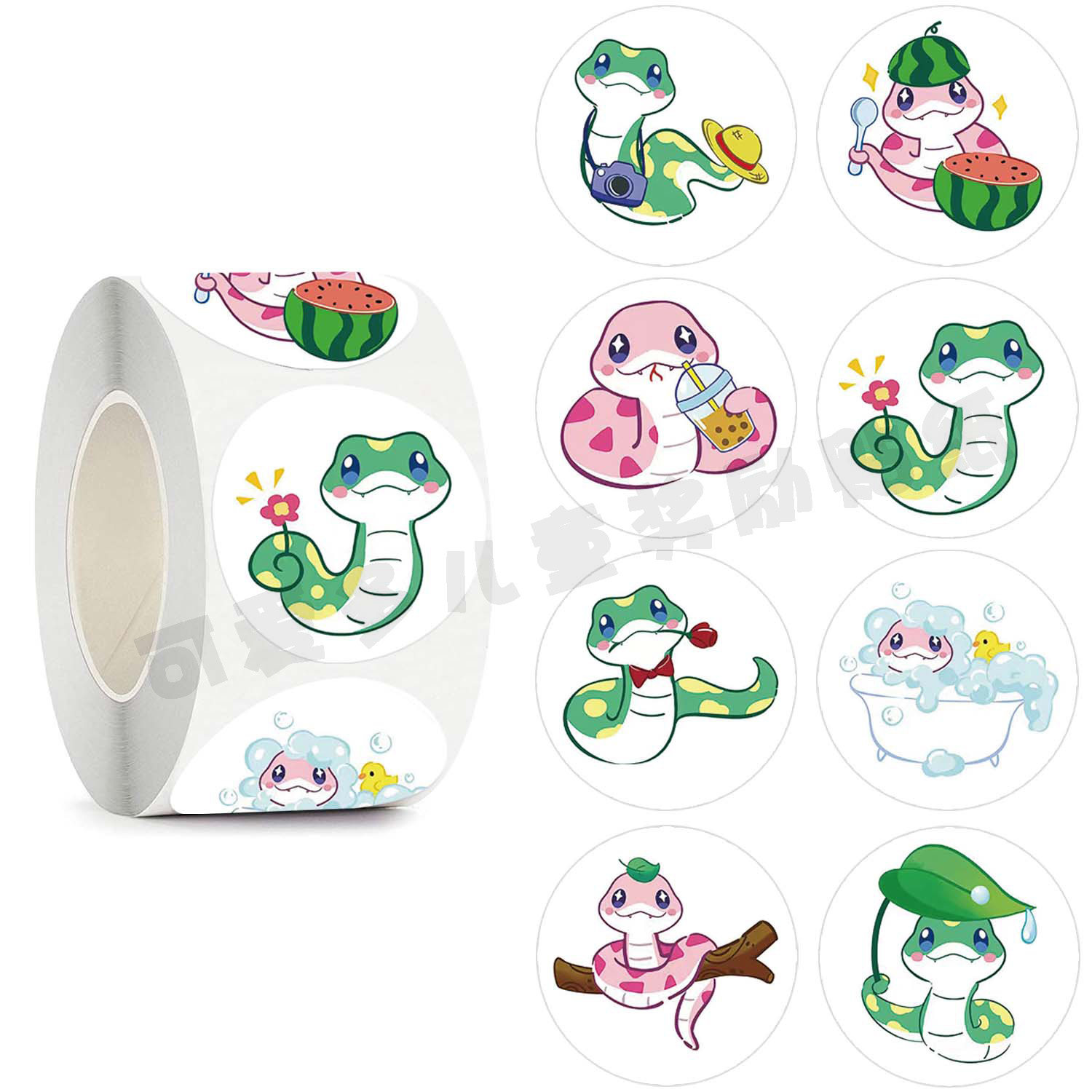 500贴/卷卡通可爱蛇宝宝贴纸2025蛇年新款小贴画新年礼物礼品装饰,文具电教/文化用品/商务用品,贴纸/立体贴纸,淘宝优惠券,粉丝福利购,淘宝优惠卷